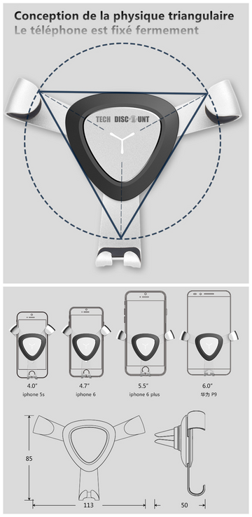 TD®  nouveau support de télephone portable mobile accessoire de voiture conduite smartphone simple installation sécurité